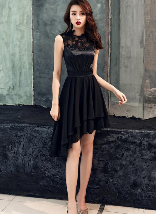 Chic High Low Chiffon And Satin Lace Kyla Party Homecoming Dresses Dress, High Low CD20821