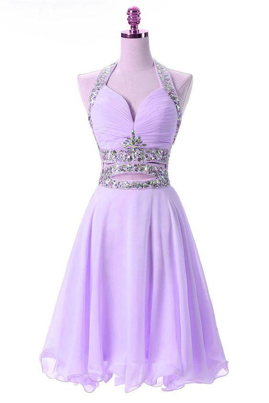 Lovely Lavender Chiffon Knee Length Party Homecoming Dresses Dresses, Cute Teen Formal Lexi Dress, CD23338