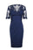 Eleagnt Short Lana Sleeves Empire Navy Homecoming Dresses Blue Short Mother of the Bride homecoming Dress CD23434