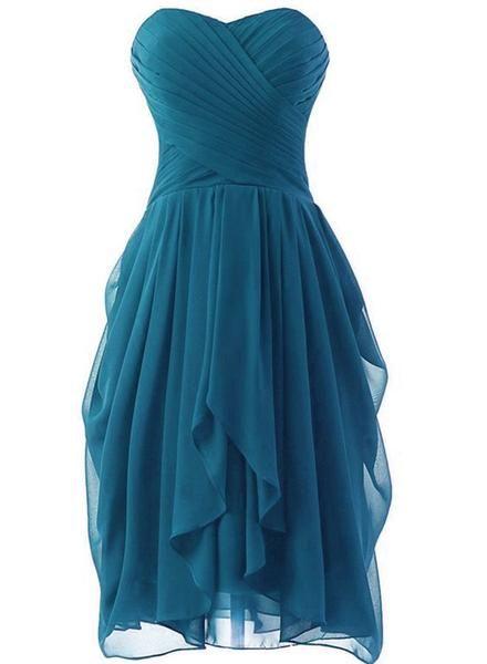 Beautiful Teal Color Short Aubrie homecoming Dress, Chiffon Homecoming Dresses Sweetheart Short Party Dress CD3127