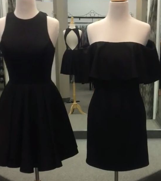 short black party dress, cute dress, short Nathaly cocktail Homecoming Dresses dress, short black homecoming dresses CD3574
