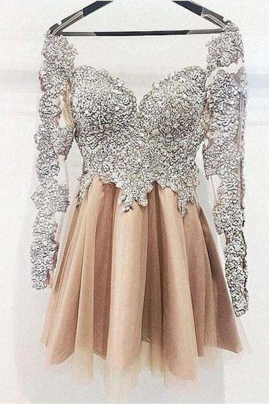 Sparkly Long Sleeves Sequin Magdalena Homecoming Dresses Shiny Short Party Dresses CD358