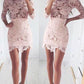 Sexy Long Sleeves Pink Lace Short Bodycon Dress, cheap homecoming Tori dress Homecoming Dresses CD385