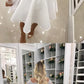 New Arrival Homecoming Dresses A-Line Round Neck Long Sleeves White Pearls Ivy Short CD396