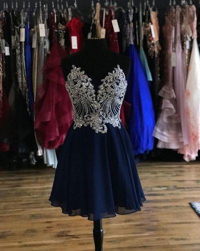 Sexy Straps Chiffon Appliques Short Party homecoming Dress with Lace Jillian up Back Homecoming Dresses CD4343