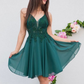 A Line V Neck Short Pink/Green Lace homecoming Dresses, V Neck Mackenzie Short Lace Homecoming Dresses Dresses CD4587