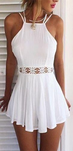 White Spaghetti Strap Halter Open Back Cut Out Lace Waist Pleated Short Lorelai homecoming Homecoming Dresses Dress CD4731