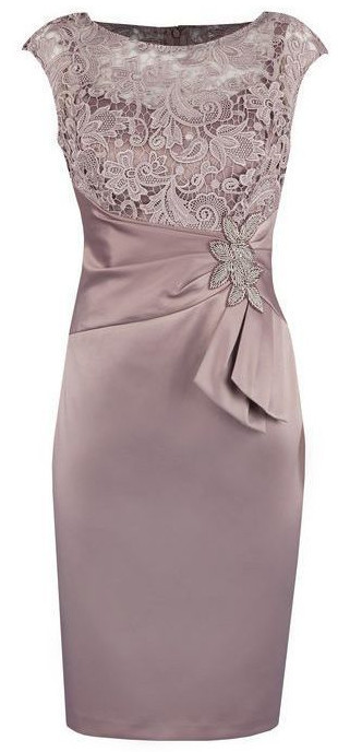 Sheath Grey Bateau Homecoming Dresses Cap Sleeves Mother of The Bride June homecoming Dress with Lace Appliques CD820
