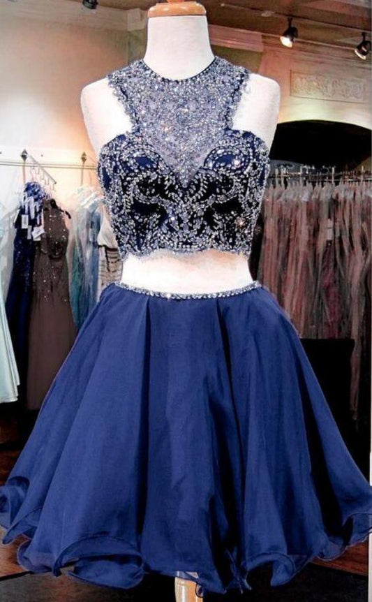 , Navy Blue Short , Homecoming Dresses Beaded Kathy Short CD9827