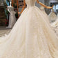 Luxury Wedding Dresses Halter A-Line Lace Half Sleeves Open Back Cathedral Train Top Quality Lace