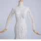 2024 Bateau Long Sleeves Wedding Dress Mermaid/Trumpet Court Trian With Applique