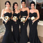 Elegant Mermaid Black Sweetheart Strapless Bridesmaid Dresses with Lace SRS20462