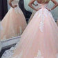 Vintage Ball Gown Sweetheart Pink Lace Appliques Tulle Long Quinceanera Dresses JS93