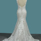 2024 Mermaid Straps Lace Wedding Dresses With Applique Open Back Court Train