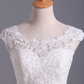 New A-Line Wedding Dresses Bateau Court Train Covered Button Tulle & Lace Applique