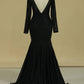Black Sexy Open Back Long Sleeves Mother Of The Bride Dresses Mermaid Chiffon & Lace