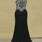 Prom Dresses Sheath Scoop Chiffon With Beads And Slit Sweep Train