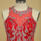 Red Plus Size Prom Dresses Scoop Beaded Bodice Sweep Train Lace Mermaid