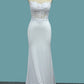 Mermaid Scoop Spandex Wedding Dresses With Applique Sweep Train