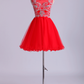 Scoop Beaded Bodice Homecoming Dresses A Line Short Tulle