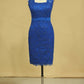Sheath/Column Evening Dresses Off The Shoulder Lace With Ribbon Dark Royal Blue