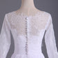 Bateau 3/4 Length Sleeve A Line Wedding Dresses Chiffon With Applique & Handmade Flower