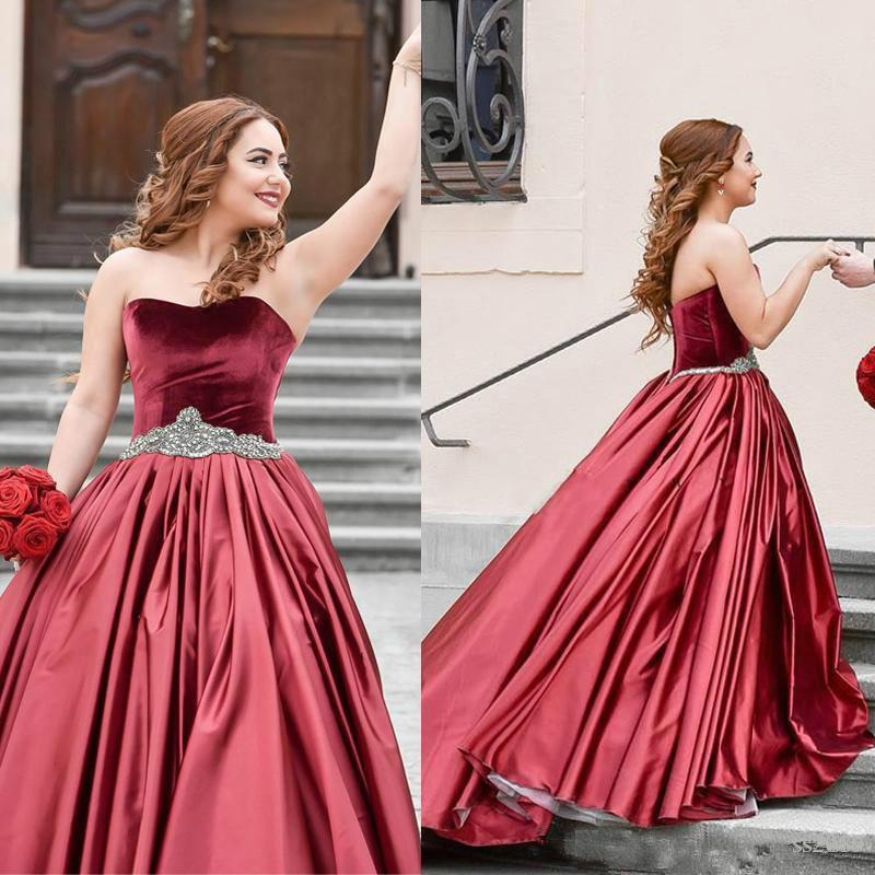 Special Burgundy Velvet Sweetheart Beads Strapless Sash Ruched Satin Prom Dresses JS130
