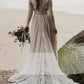 Charming A Line Long Sleeves V Neck Lace Ivory Beach Wedding Dresses, Bridal SRS15623