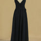 2024 Bridesmaid Dresses A Line Straps Ruched Bodice Chiffon Floor Length