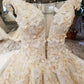 Champagne Wedding Gown Off The Shoulder Satin And Lace Royal Train