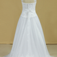 Open Back A Line Tulle With Applique And Handmade Flower Wedding Dresses Court Train