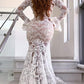 Long Sleeves Mermaid Lace V Neck Wedding Dresses with Slit, Wedding SRS20423