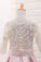 Scoop Mid-Length Sleeve Satin A Line Flower Girl Dresses With Applique Floor-Length