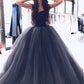 Ball Gown Burgundy Tulle Strapless Sweetheart Prom Dresses Quinceanera Dresses