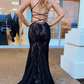V Neck Spaghetti Straps Prom Dress Tulle Sweep Train With Beads