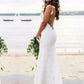 Sexy Lace Mermaid Spaghetti Straps V Neck Backless Beach Wedding Dresses uk PW236