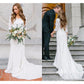 Vintage A Line Bohemian Lace Chiffon 3/4 Sleeve Scoop Wedding Gowns Bridal Dresses