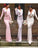Sleeveless Sheath/Column V-neck Floor-Length Jersey Bridesmaid Dresses