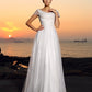 Short Long Off-the-Shoulder Beading Sleeves A-Line/Princess Tulle Beach Wedding Dresses