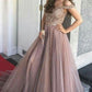 Floor-Length Off-the-Shoulder A-Line/Princess Sleeveless Tulle Beading Dresses