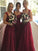A-Line/Princess Applique Sleeveless Straps Floor-Length Tulle Bridesmaid Dresses