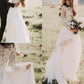 Long Tulle Applique Sleeves Scoop Sweep/Brush A-Line/Princess Train Wedding Dresses
