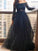 Lace Off-the-Shoulder Long A-Line/Princess Sleeves Floor-Length Tulle Dresses