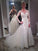 Sweep/Brush Train Sleeves Sequin V-neck Long A-Line/Princess Tulle Wedding Dresses