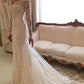 Long Sheath/Column Off-the-Shoulder Court Sleeves Lace Train Wedding Dresses