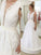 Sweep/Brush A-Line/Princess Train Sleeveless Applique V-neck Tulle Wedding Dresses