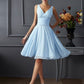 A-Line/Princess V-neck Short Pleats Sleeveless Chiffon Bridesmaid Dresses