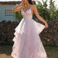 Tulle V-neck A-Line/Princess Ruffles Sleeveless Floor-Length Dresses