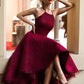 A-Line/Princess Jewel Asymmetrical Sleeveless Ruffles Lace Dresses