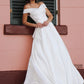 Off-the-Shoulder Ruched A-Line/Princess Sleeveless Satin Court Train Wedding Dresses